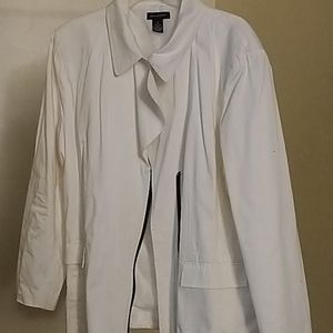 White jacket with black zipper